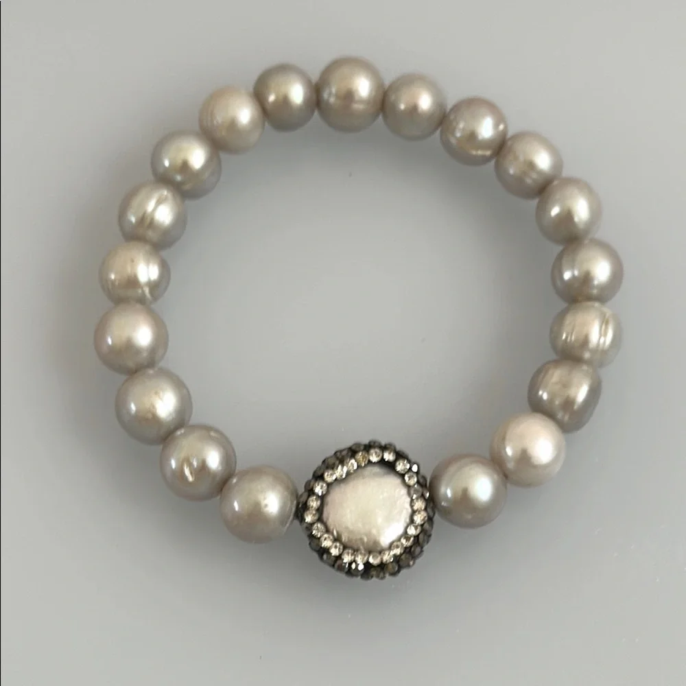 Vintage Freshwater Pearl Bracelet with Silver Accents